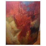Abstract Painting on Canvas - Multicolor Block Composition with Reds & Blues