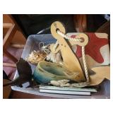 Nautical Decor Bundle: Wooden Anchor, Dark Anchor, Glass Sea Turtle, Green Sea Buoy & Seashells