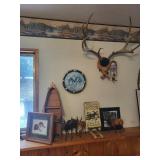 Moose & Deer Figurines - Wolf Clock & Welcome Sign Rustic Cabin Decor