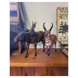 Moose & Deer Figurines - Wolf Clock & Welcome Sign Rustic Cabin Decor