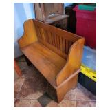 Wood Hall Bench With Slatted Back - 37 x 15 x 32 In