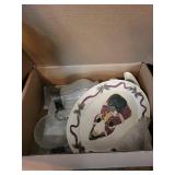 Nutcracker Holiday Plate & Crystal Glassware with Autumn Harvest Creamer & Sugar Set