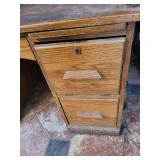 Oak Roll-Top Desk with Hutch & Side Pedestals - Vintage Wood Office