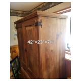 Antique Rustic Pine Armoire Cabinet - 42 in W x 23 in D x 71 in H