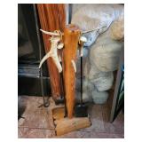 Rustic Deer Antler Handcrafted Wood Stand for fireplace