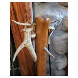 Rustic Deer Antler Handcrafted Wood Stand for fireplace