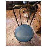 Vintage Tubular Metal Dining Chair - Blue Vinyl Seat