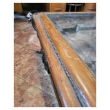 Coffee Table - Glass Top, Wood Frame with Iron Base