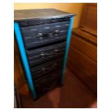 Dresser - Black Crocodile-Pattern Finish with Turquoise Trim - 5 Drawers