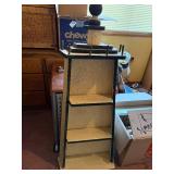 Lighthouse Motif Display Case - 46in Tall, Speckled Beige with Navy Trim