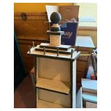 Lighthouse Motif Display Case - 46in Tall, Speckled Beige with Navy Trim