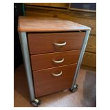 Mobile 3-Drawer File Cabinet on Casters - Wood Front