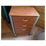 Mobile 3-Drawer File Cabinet on Casters - Wood Front