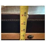 Vintage Black Faux Leather 4-Drawer Luggage-Style Chest with Riveted Edges