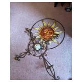 Sun Face Metal Wall Art - Circular Frame with Sun Rays & Scrollwork