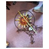 Sun Face Metal Wall Art - Circular Frame with Sun Rays & Scrollwork