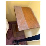 End Table with Pedestal Base - 2-Tone Wood Top
