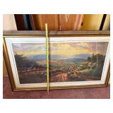 Framed Landscape Print - Vineyard Hillside Scene with Farmhouse