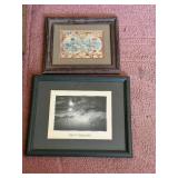 Framed World Map Print & Nature Untouched Print (Lot of 2)