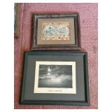Framed World Map Print & Nature Untouched Print (Lot of 2)