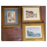 Framed Art Prints - Seascape & Village Scenes (Lot of 3)