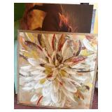 Framed Abstract Floral Painting - Large Square Canvas Artwork