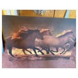 Three Galloping Horses Canvas Art Print - Sunset Light, Wildlife Wall Decor