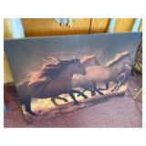 Three Galloping Horses Canvas Art Print - Sunset Light, Wildlife Wall Decor