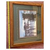 Framed Winter Landscape Print - Horseback Riders in Snow