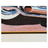 Framed Motorcycle Art Print - Yellow Cruiser with Chrome Detailing