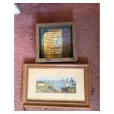 Framed Wall Art Set - Coastal Lighthouse Print & Inspirational Quote Shadowbox
