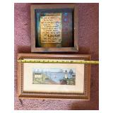 Framed Wall Art Set - Coastal Lighthouse Print & Inspirational Quote Shadowbox