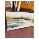 Framed Abstract Seascape Painting with Gold Leaf Accents - Wall Art
