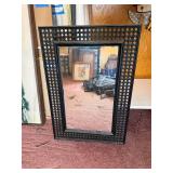 Black Woven Border Mirror - Rectangular Beveled Glass Frame