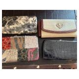 Wallets - Black Croc Texture, Beige Heart-Accent Croc, Patchwork Multicolor, Gray Floral (Lot of 4)