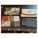 Wallets - Black Croc Texture, Beige Heart-Accent Croc, Patchwork Multicolor, Gray Floral (Lot of 4)