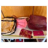LeSportsac Gold Metallic Tote, Pink Shoulder Bag & Burgundy Croc Satchel