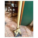 Antler Floor Lamp with Beige Linen Shade - Carved Base