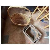 4-Piece Wicker Basket Set: Round & 3 Nesting Rectangular Baskets - Handwoven