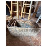 4-Piece Wicker Basket Set: Round & 3 Nesting Rectangular Baskets - Handwoven