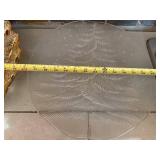 Gold-Tone Pierced Bowl with Multicolor Gem Inlays & Frosted Glass Pine Tree Plate