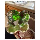 Gradient Purple-Green Glass Vase - Flared Petal Rim, 11 in Tall