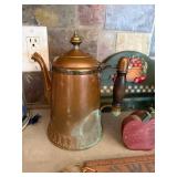 Vintage Copper Kettle, Painted Horse Figurine, Welcome Sign & Heart Decor Set