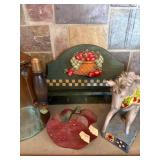 Vintage Copper Kettle, Painted Horse Figurine, Welcome Sign & Heart Decor Set