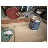 Vintage Copper Kettle, Painted Horse Figurine, Welcome Sign & Heart Decor Set