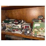 Department 56 Holiday Village Pieces including Harley-Davidson Tin Motorcycles & Rollorama Village Snow Scene