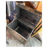Antique Travel Trunk - Woven Cane Panels, Leather Corners & Brass Hardware
