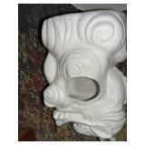 White Ceramic Fish & Dragon Figurines Set with Shell Plate - 3-Piece