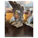 Native American Busts Totem Set (Lot of 4) - Hand-Painted Resin Sculptures