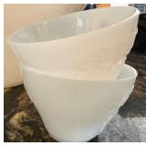 Hocking Grapes Milk Glass Bowl Set - Large Embossed Centerpiece Bowl & Teacups & Ribbed Bowl